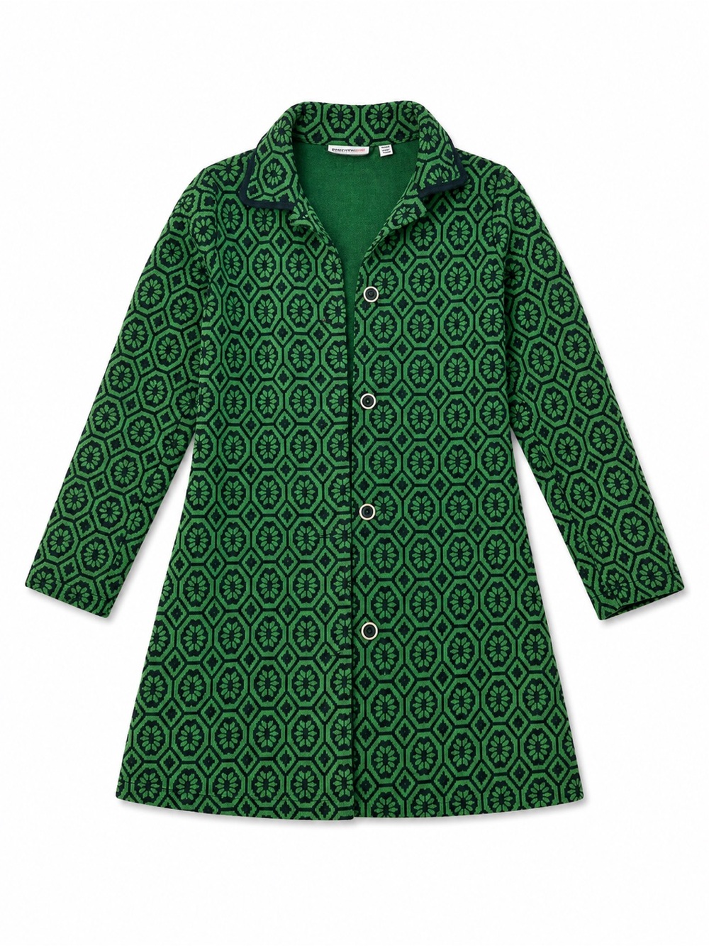 Isaac Mizrahi Green Black Patterned Button Front Pea Coat XXS